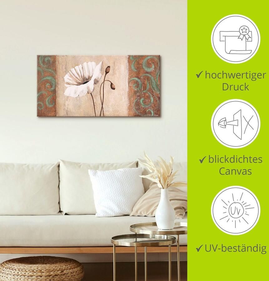 Artland Artprint Klaprozen met ornamenten als artprint op linnen poster in verschillende formaten maten - Foto 4