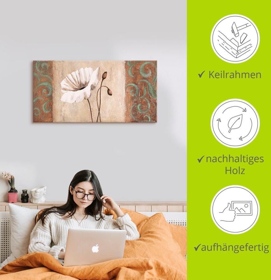 Artland Artprint Klaprozen met ornamenten als artprint op linnen poster in verschillende formaten maten - Foto 3