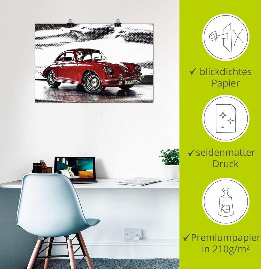 Artland Artprint Klassiek model de Porsche 356 als artprint van aluminium artprint voor buiten artprint op linnen poster muursticker - Foto 3