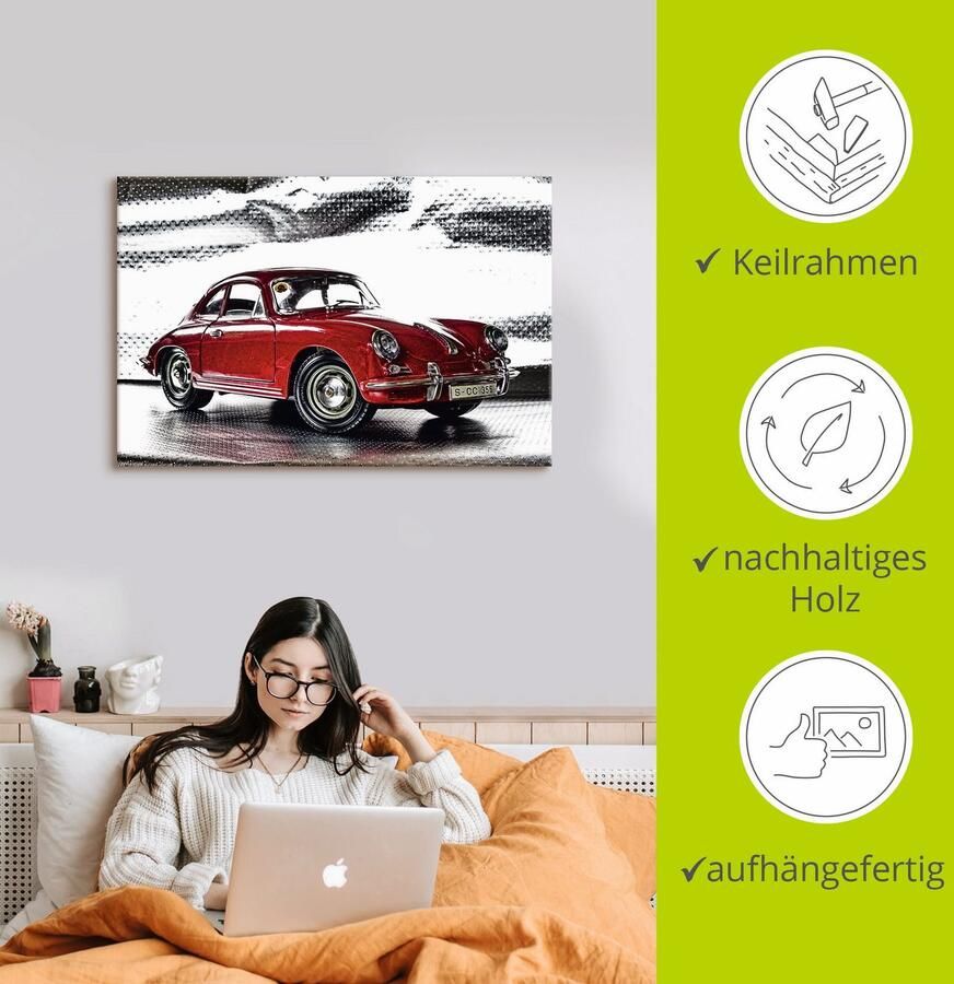 Artland Artprint Klassiek model de Porsche 356 als artprint van aluminium artprint voor buiten artprint op linnen poster muursticker - Foto 2