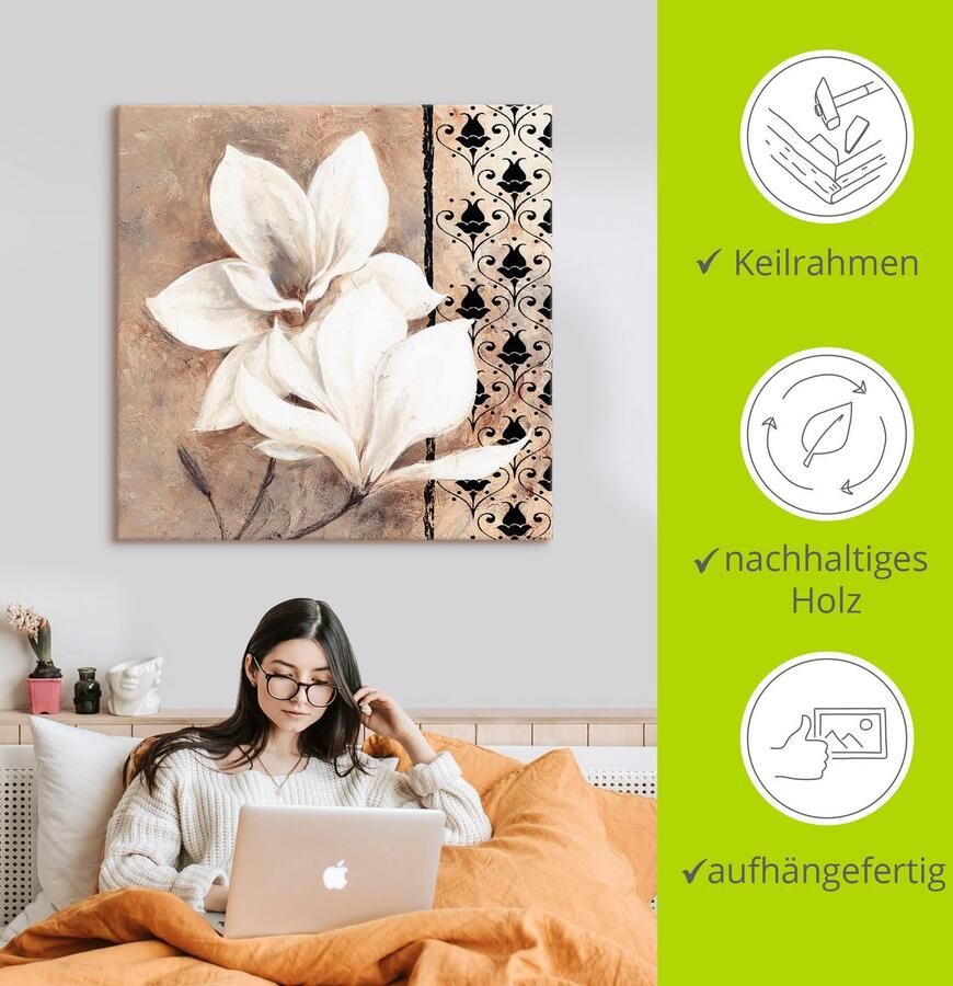 Artland Artprint Klassieke magnolia's als artprint op linnen in verschillende maten - Foto 4