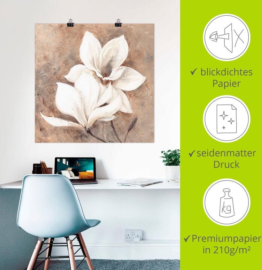 Artland Artprint Klassieke magnolia's als artprint van aluminium artprint voor buiten artprint op linnen poster muursticker - Foto 2