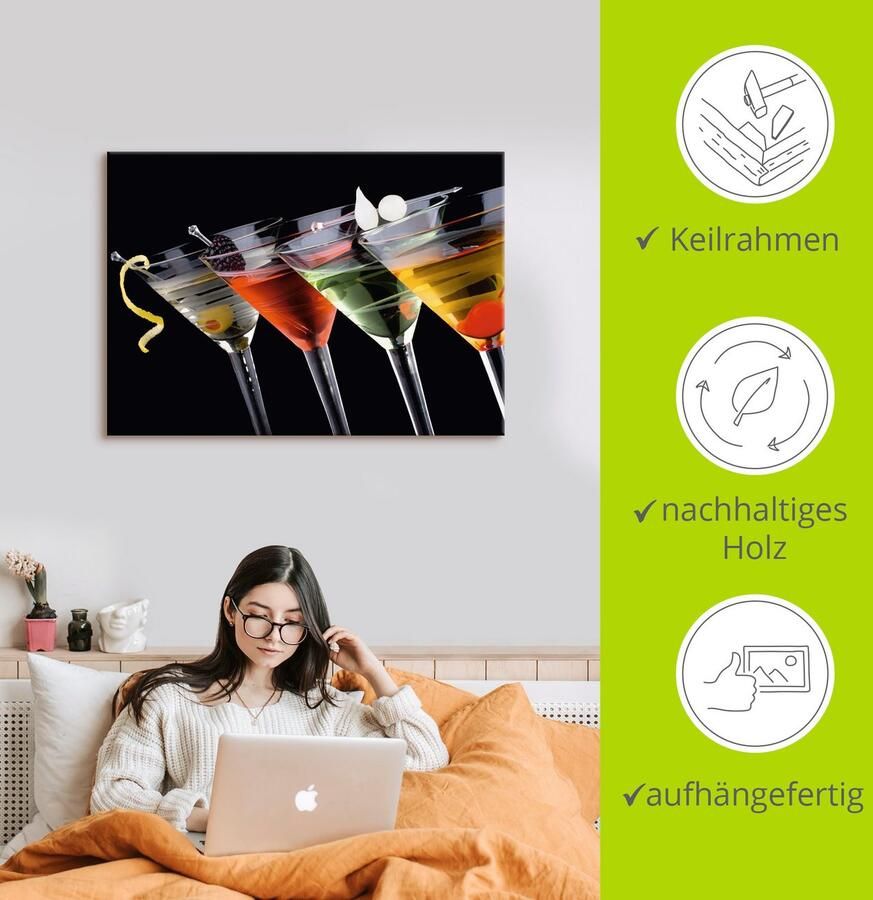 Artland Artprint Klassieke Martini cocktail als artprint op linnen poster muursticker in verschillende maten - Foto 3