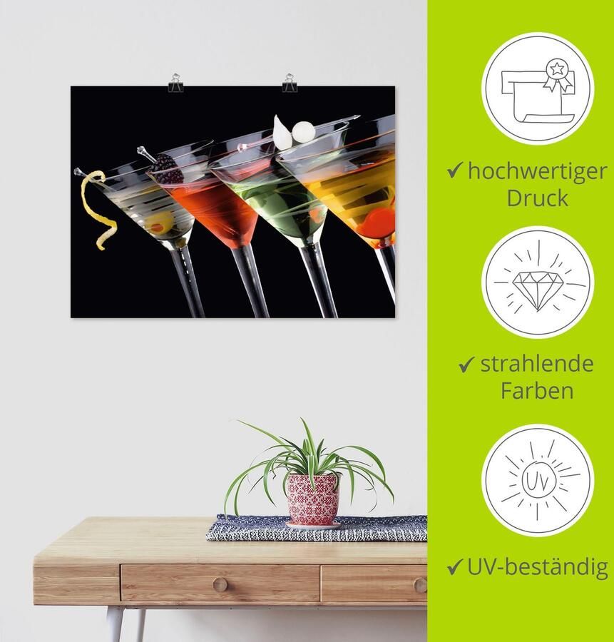 Artland Artprint Klassieke Martini cocktail als artprint op linnen poster muursticker in verschillende maten - Foto 3