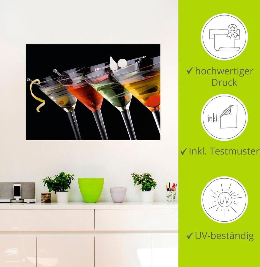 Artland Artprint Klassieke Martini cocktail als artprint op linnen poster muursticker in verschillende maten - Foto 4