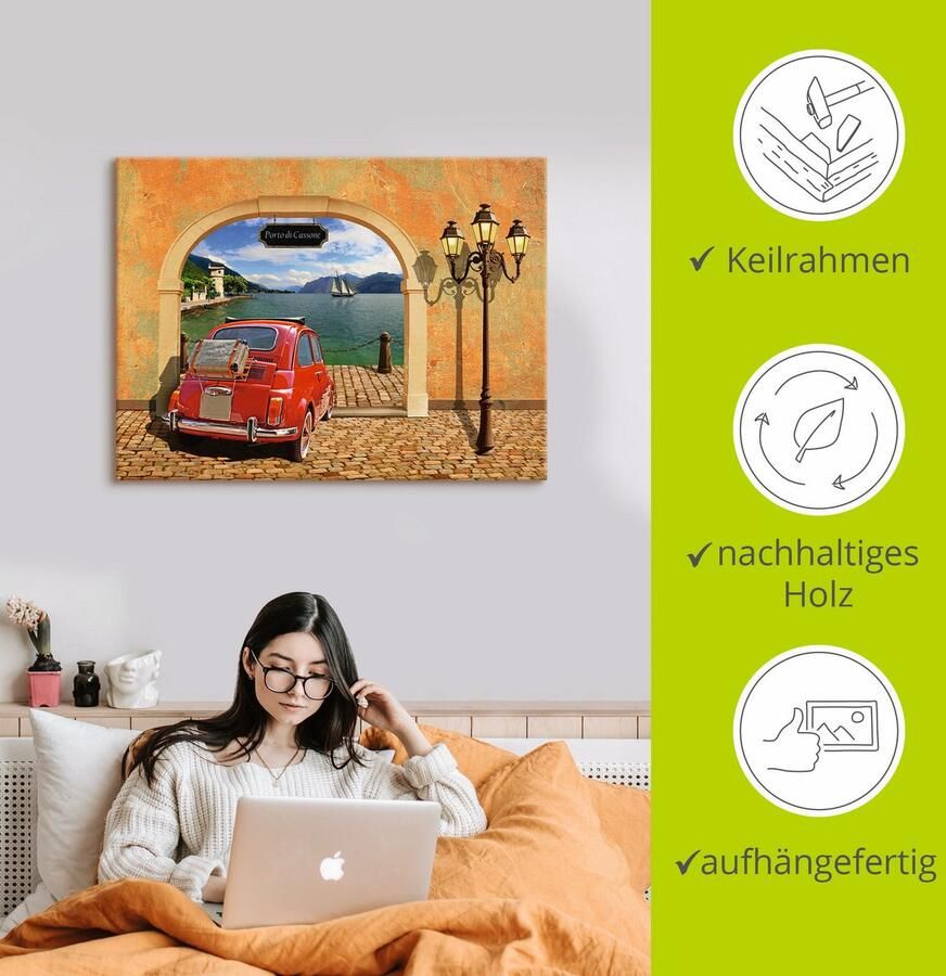 Artland Artprint Kleine Italiaanse haven als artprint op linnen poster in verschillende formaten maten