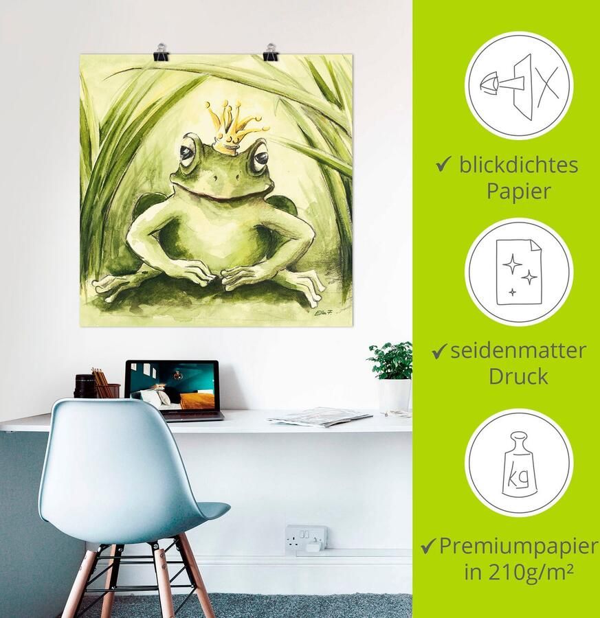 Artland Artprint Kleine kikker als artprint van aluminium artprint voor buiten artprint op linnen poster in verschillende maten. maten - Foto 2