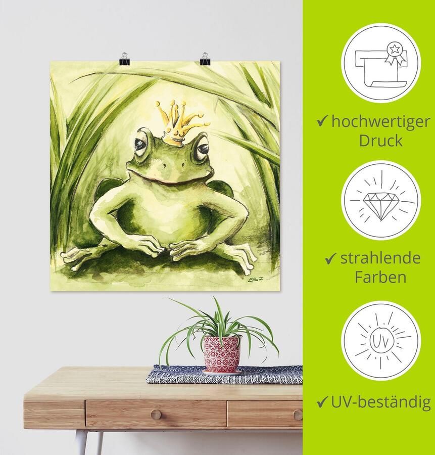 Artland Artprint Kleine kikker als artprint van aluminium artprint voor buiten artprint op linnen poster in verschillende maten. maten - Foto 3