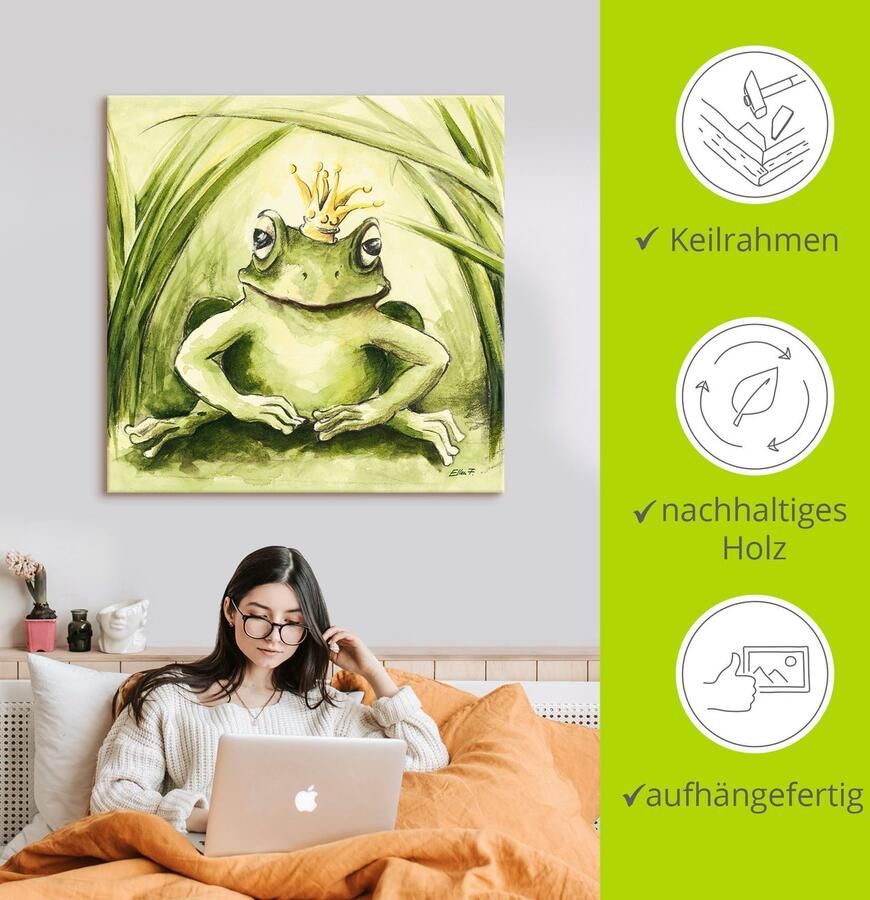 Artland Artprint Kleine kikker als artprint van aluminium artprint voor buiten artprint op linnen poster in verschillende maten. maten - Foto 2