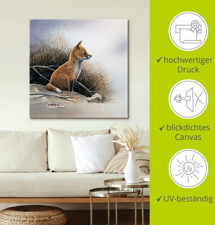 Artland Artprint Kleine vos als artprint op linnen poster in verschillende formaten maten - Foto 3