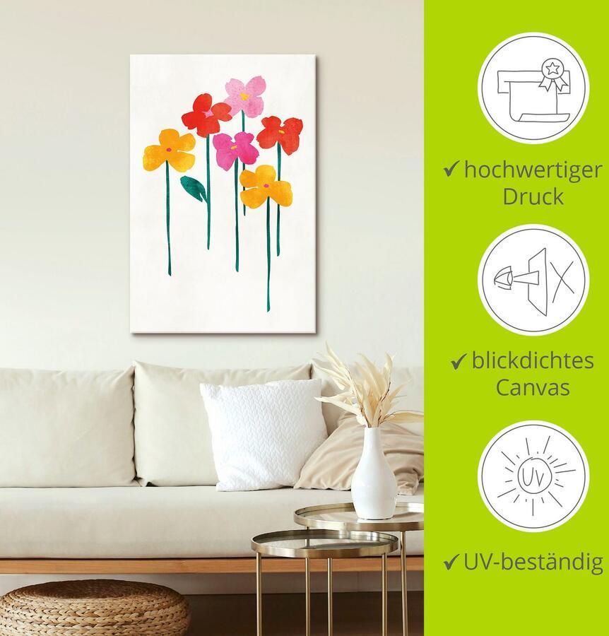 Artland Artprint Kleine vrolijke bloemen als artprint op linnen poster in verschillende formaten maten - Foto 3