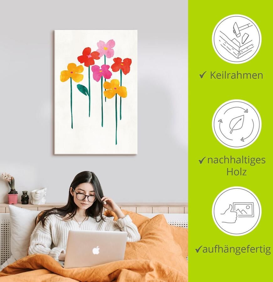 Artland Artprint Kleine vrolijke bloemen als artprint op linnen poster in verschillende formaten maten - Foto 2