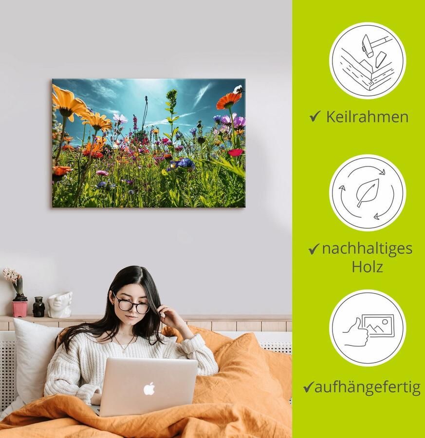 Artland Artprint Kleurrijk bloemenveld als artprint van aluminium artprint voor buiten artprint op linnen poster muursticker - Foto 2