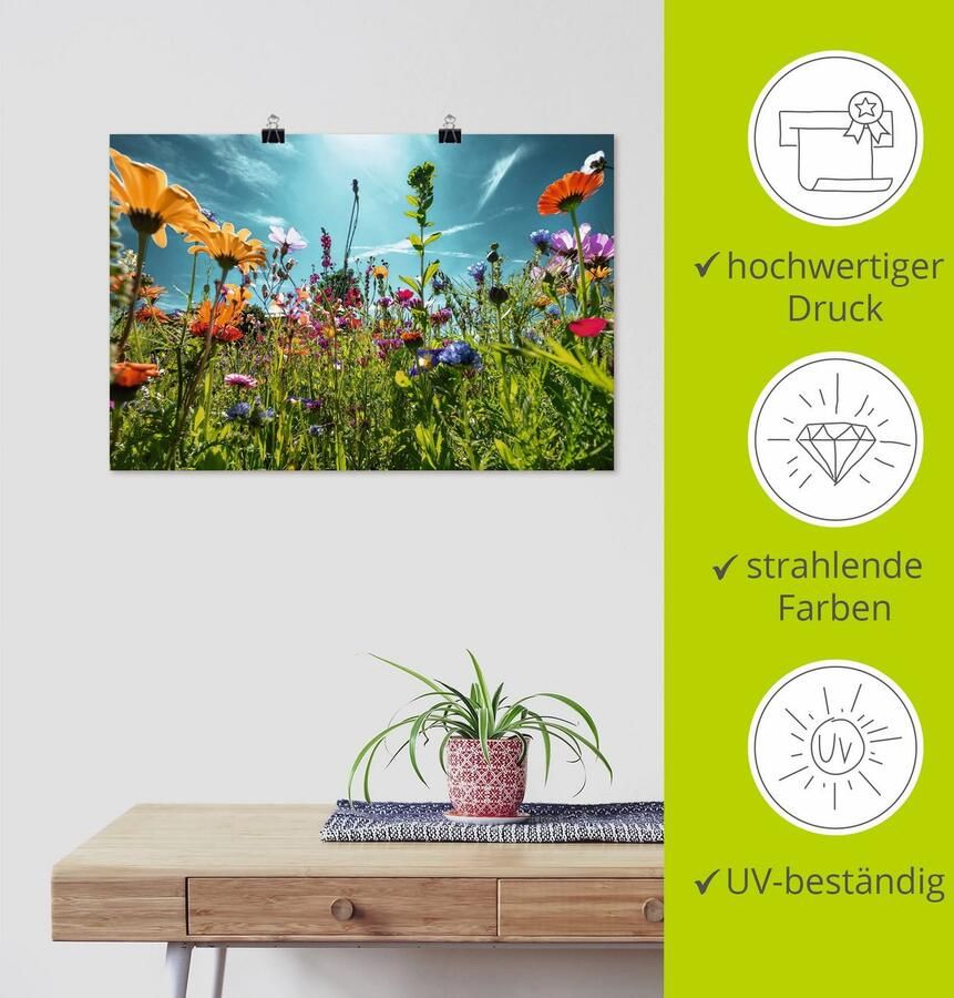 Artland Artprint Kleurrijk bloemenveld als artprint van aluminium artprint voor buiten artprint op linnen poster muursticker - Foto 4
