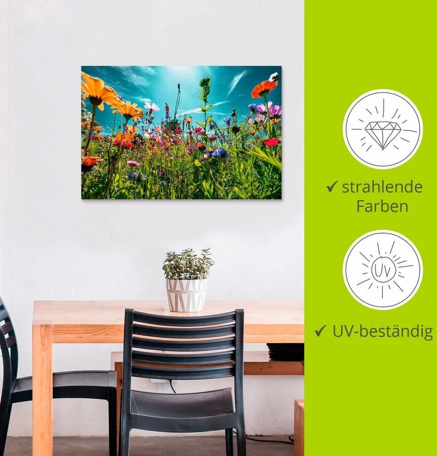 Artland Artprint Kleurrijk bloemenveld als artprint van aluminium artprint voor buiten artprint op linnen poster muursticker - Foto 2