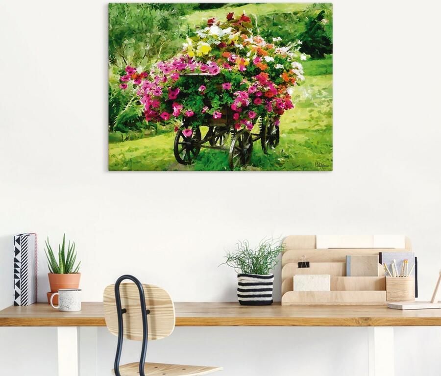 Artland Artprint op linnen Koets met bloemen - Foto 5
