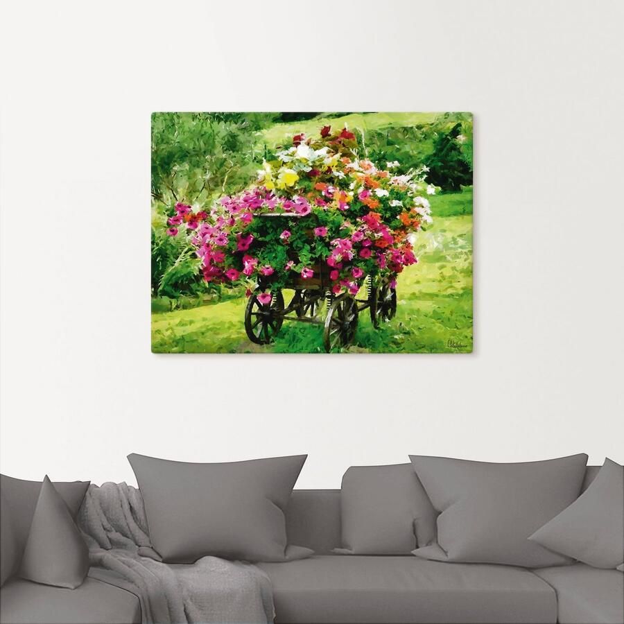 Artland Artprint op linnen Koets met bloemen - Foto 2