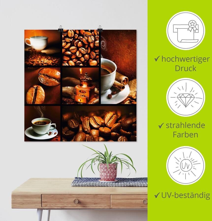 Artland Artprint Koffie collage als artprint op linnen poster muursticker in verschillende maten - Foto 3