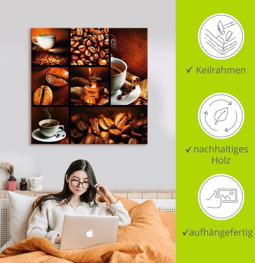 Artland Artprint Koffie collage als artprint op linnen poster muursticker in verschillende maten - Foto 3