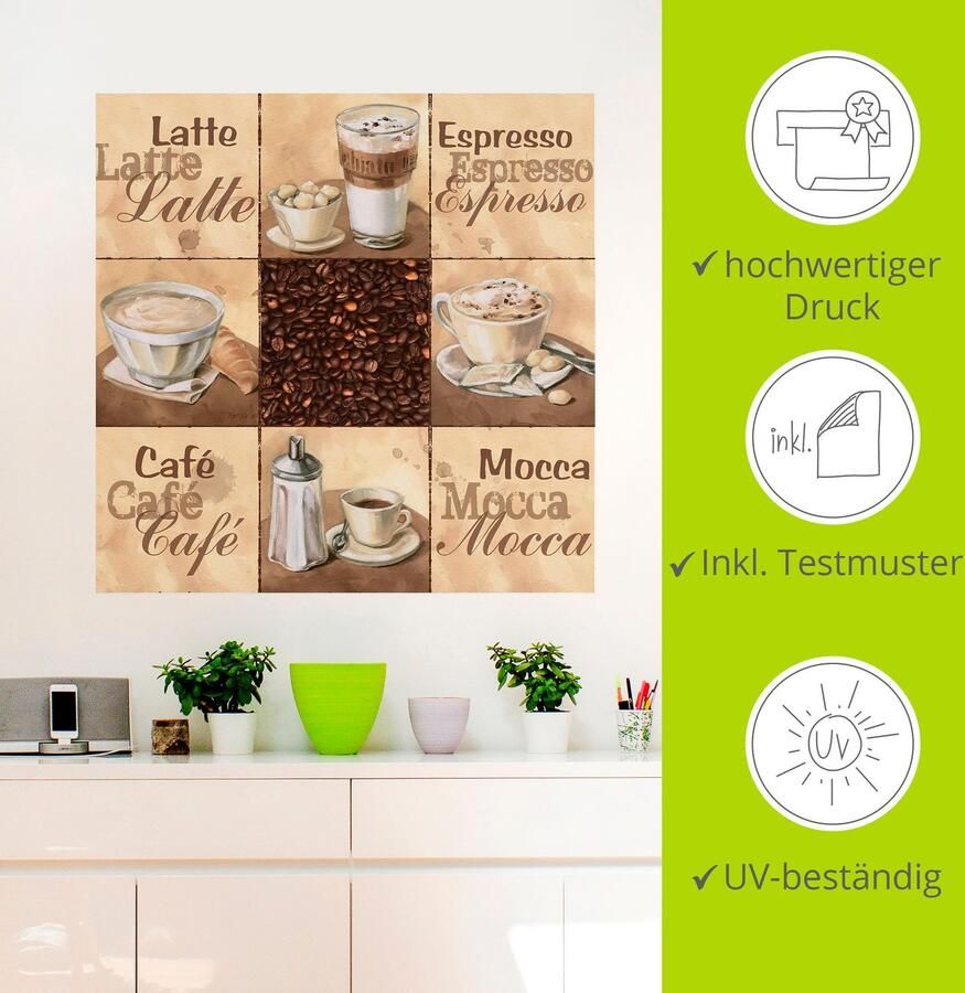 Artland Artprint Koffie collage II als artprint van aluminium artprint op linnen muursticker verschillende maten - Foto 3