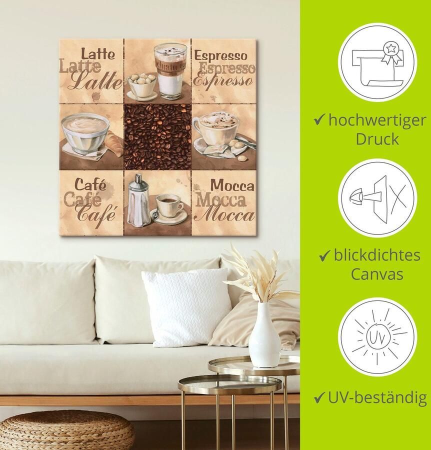 Artland Artprint Koffie collage II als artprint van aluminium artprint op linnen muursticker verschillende maten - Foto 3