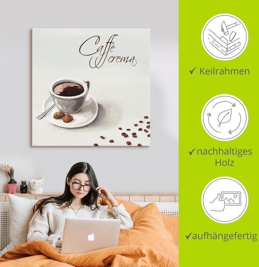 Artland Artprint Koffie crema als artprint op linnen muursticker in verschillende maten - Foto 2