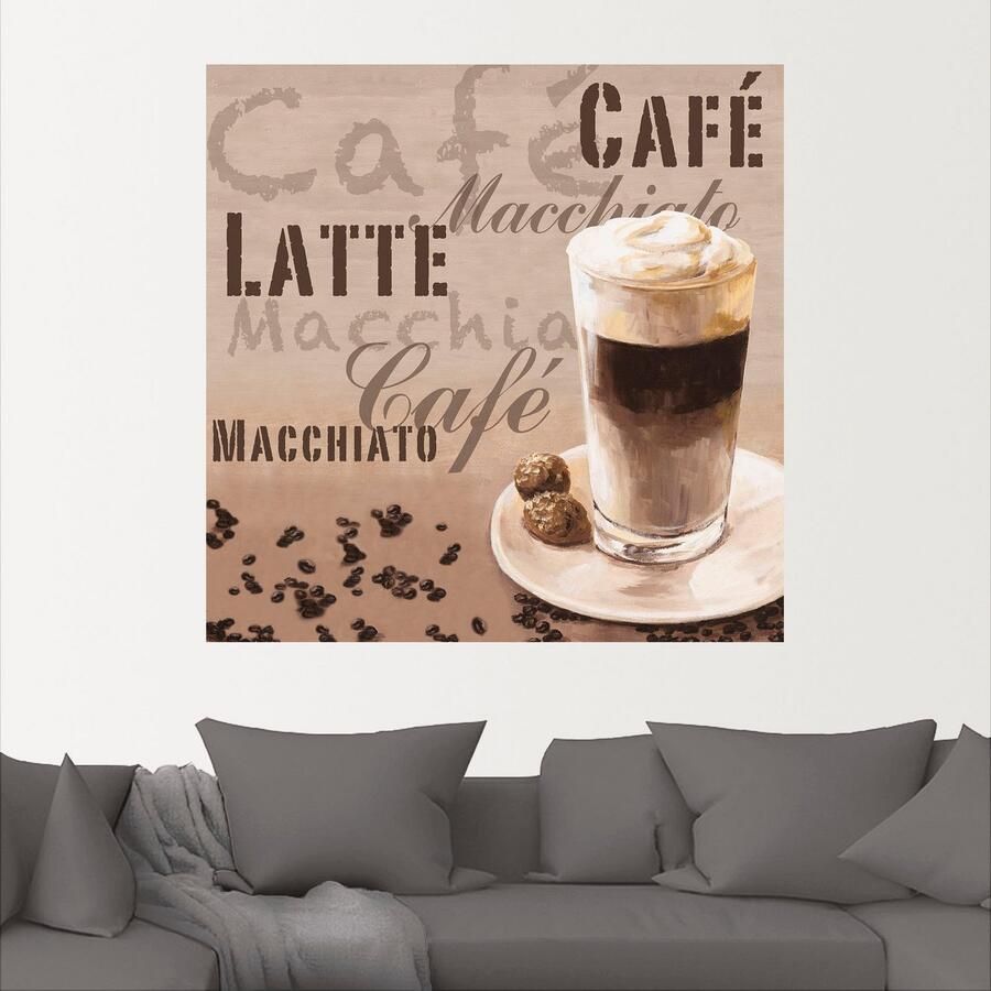 Artland Artprint Koffie latte macchiato als artprint op linnen muursticker in verschillende maten - Foto 2