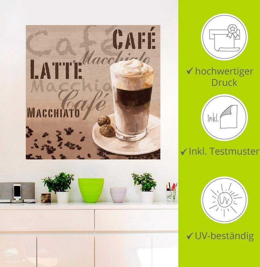 Artland Artprint Koffie latte macchiato als artprint op linnen muursticker in verschillende maten - Foto 3