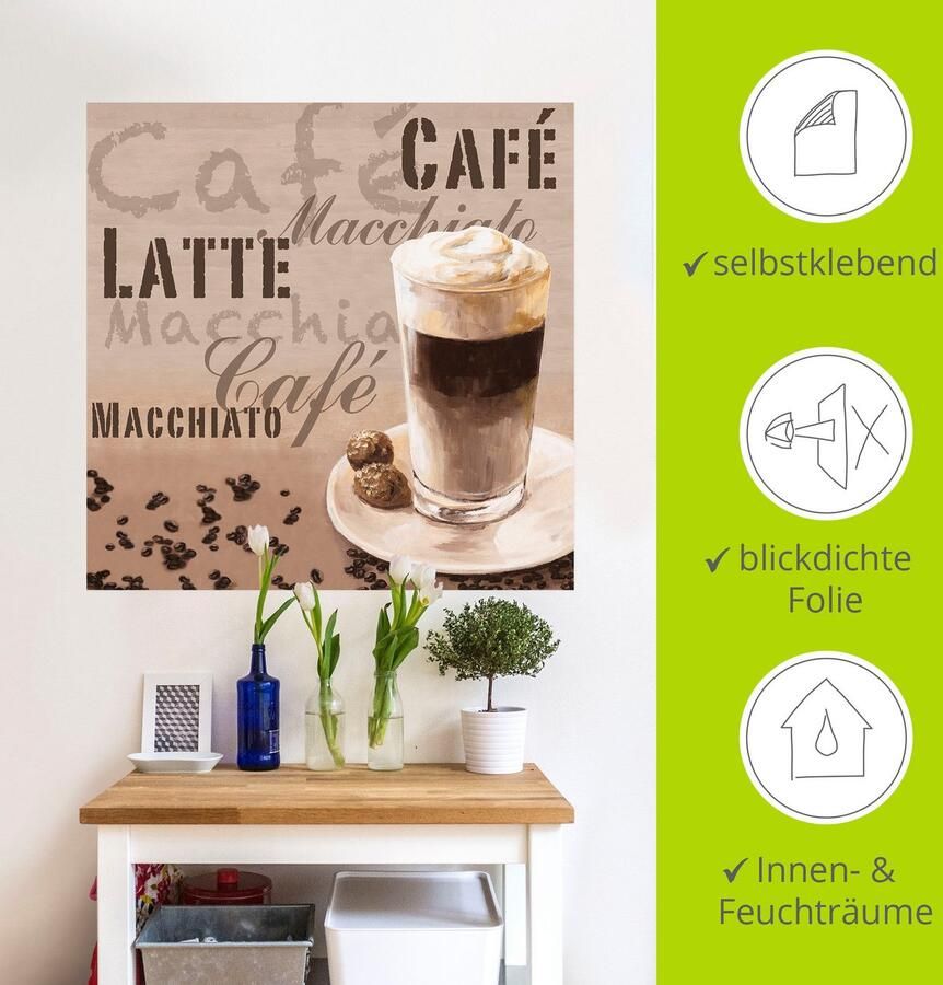 Artland Artprint Koffie latte macchiato als artprint op linnen muursticker in verschillende maten - Foto 4