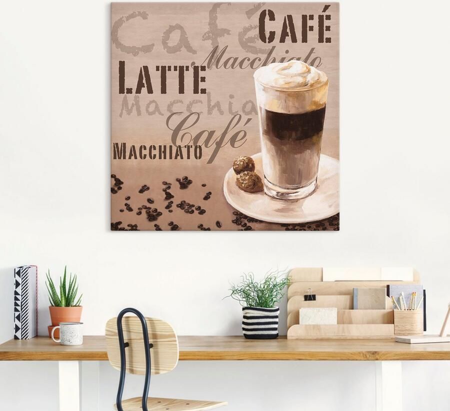 Artland Artprint Koffie latte macchiato als artprint op linnen muursticker in verschillende maten - Foto 4