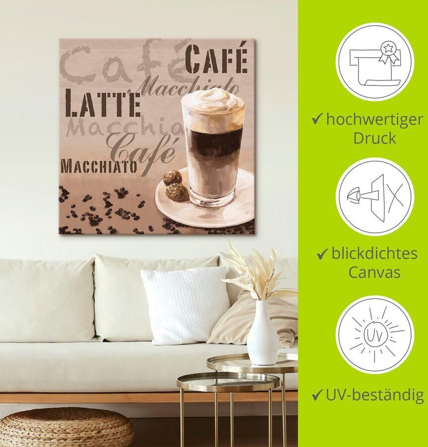 Artland Artprint Koffie latte macchiato als artprint op linnen muursticker in verschillende maten - Foto 3