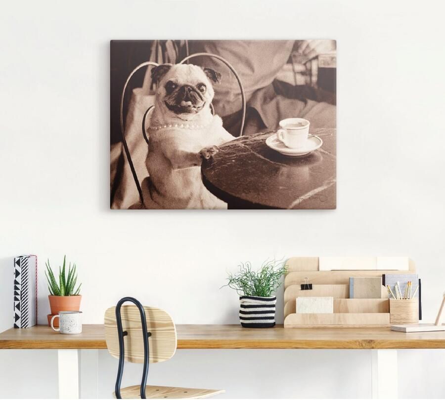 Artland Artprint Koffie mopshond als artprint op linnen poster muursticker in verschillende maten - Foto 5