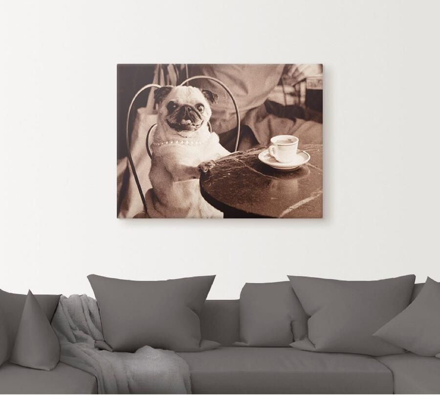 Artland Artprint Koffie mopshond als artprint op linnen poster muursticker in verschillende maten - Foto 5