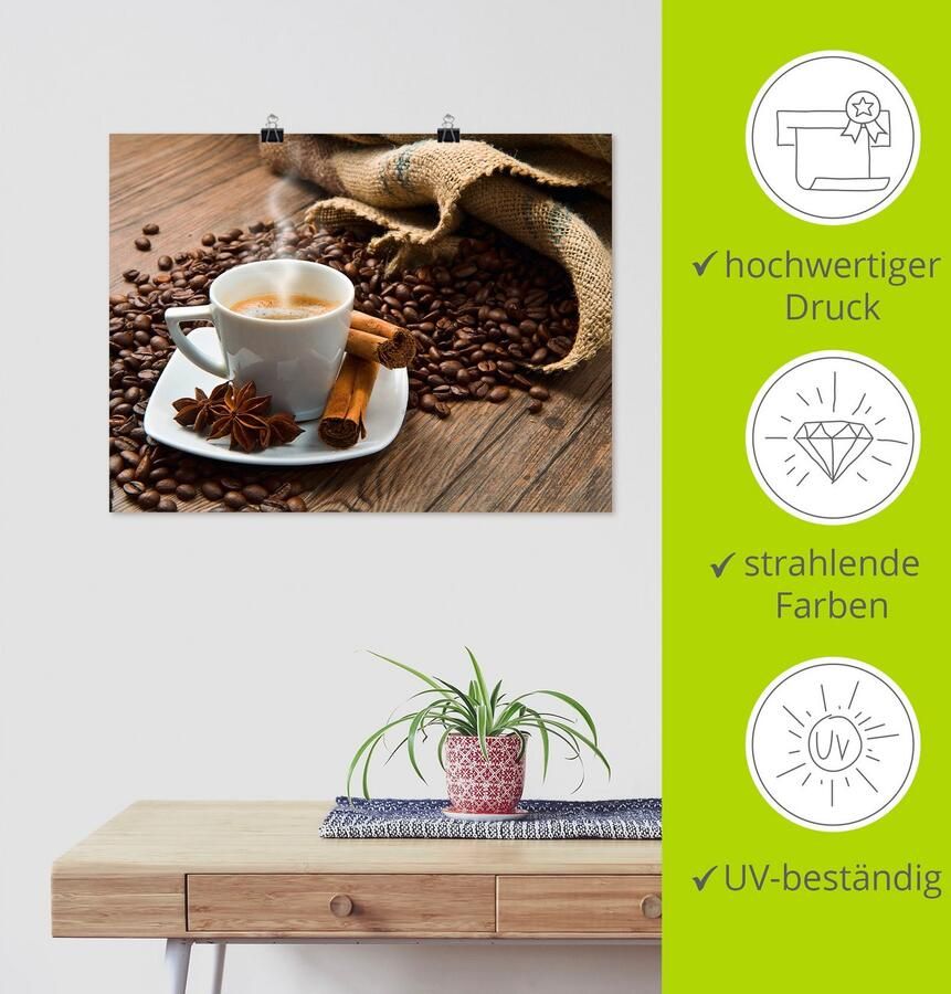 Artland Artprint Koffiekopje linnen zak met koffiebonen als artprint op linnen poster in verschillende formaten maten - Foto 3