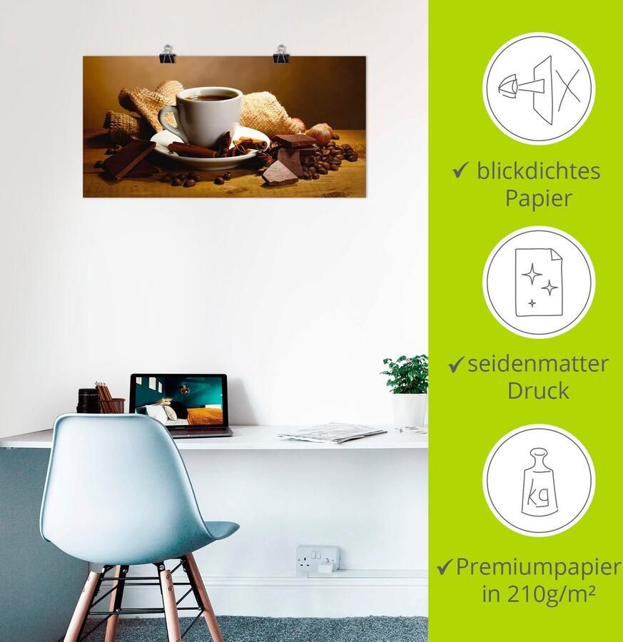 Artland Artprint Koffiekopje pijpje kaneel noten chocolade als artprint op linnen poster muursticker in verschillende maten - Foto 4