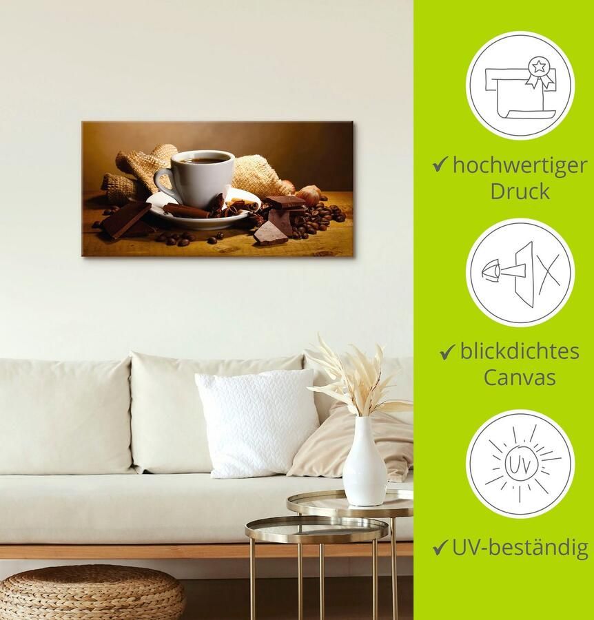 Artland Artprint Koffiekopje pijpje kaneel noten chocolade als artprint op linnen poster muursticker in verschillende maten - Foto 3