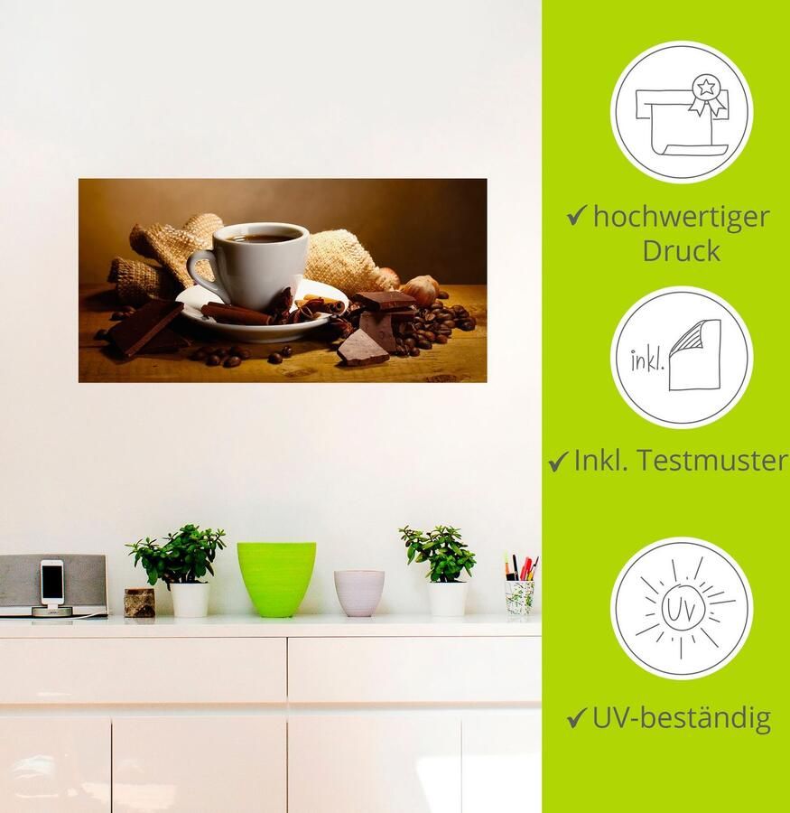 Artland Artprint Koffiekopje pijpje kaneel noten chocolade als artprint op linnen poster muursticker in verschillende maten - Foto 3