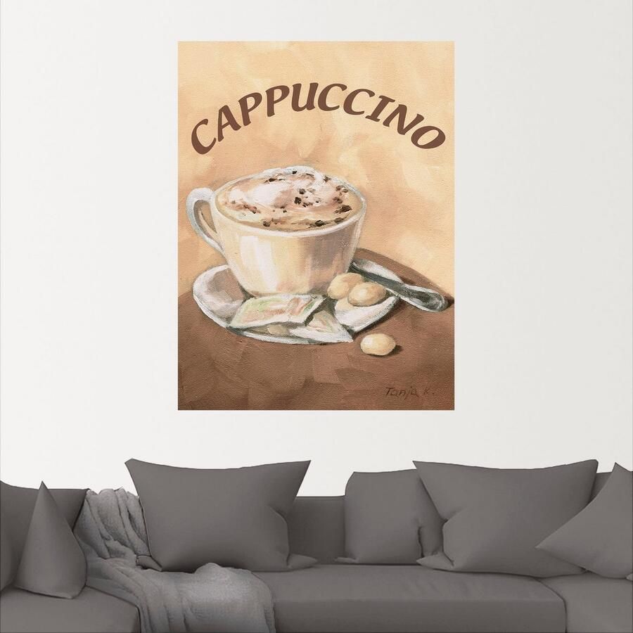 Artland Artprint Kopje cappuccino als artprint op linnen poster muursticker in verschillende maten