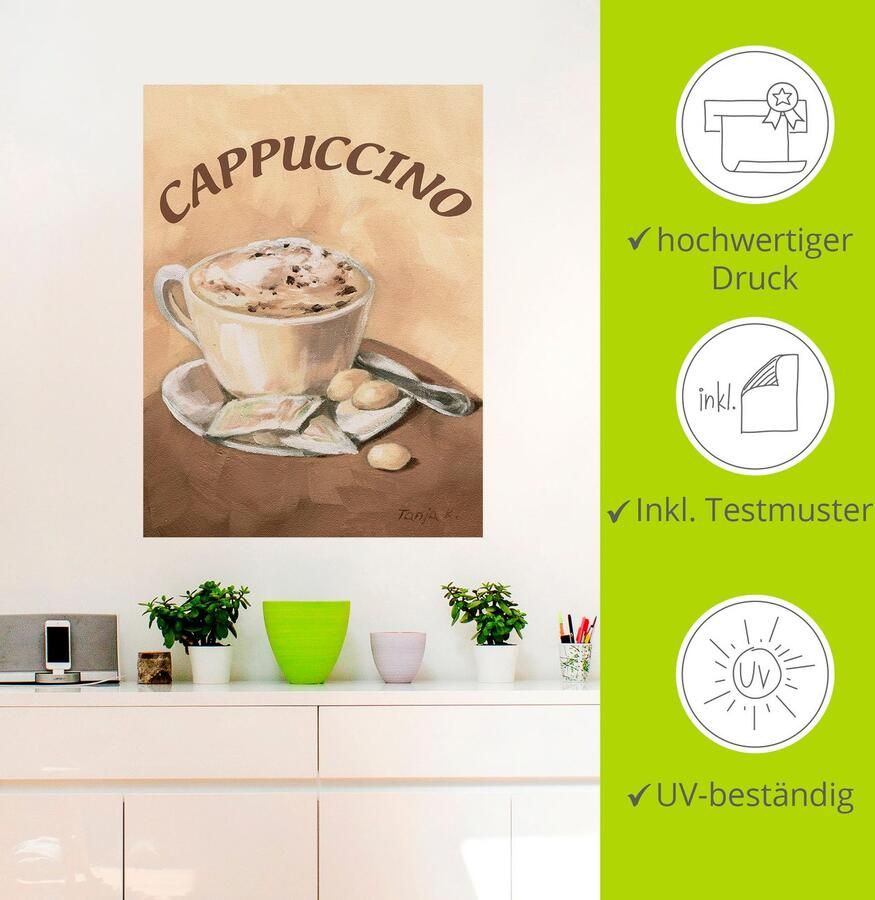 Artland Artprint Kopje cappuccino als artprint op linnen poster muursticker in verschillende maten - Foto 3