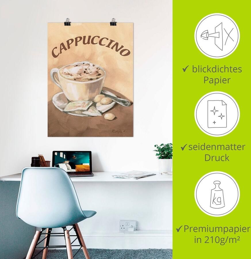 Artland Artprint Kopje cappuccino als artprint op linnen poster muursticker in verschillende maten - Foto 3