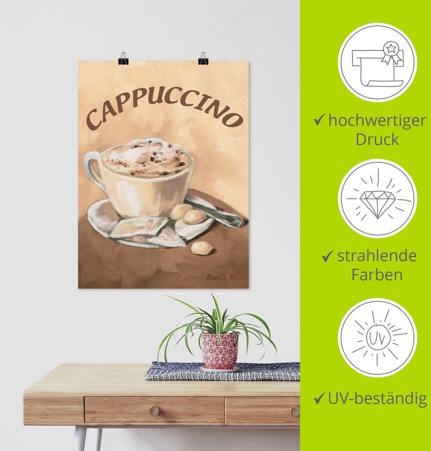 Artland Artprint Kopje cappuccino als artprint op linnen poster muursticker in verschillende maten - Foto 4