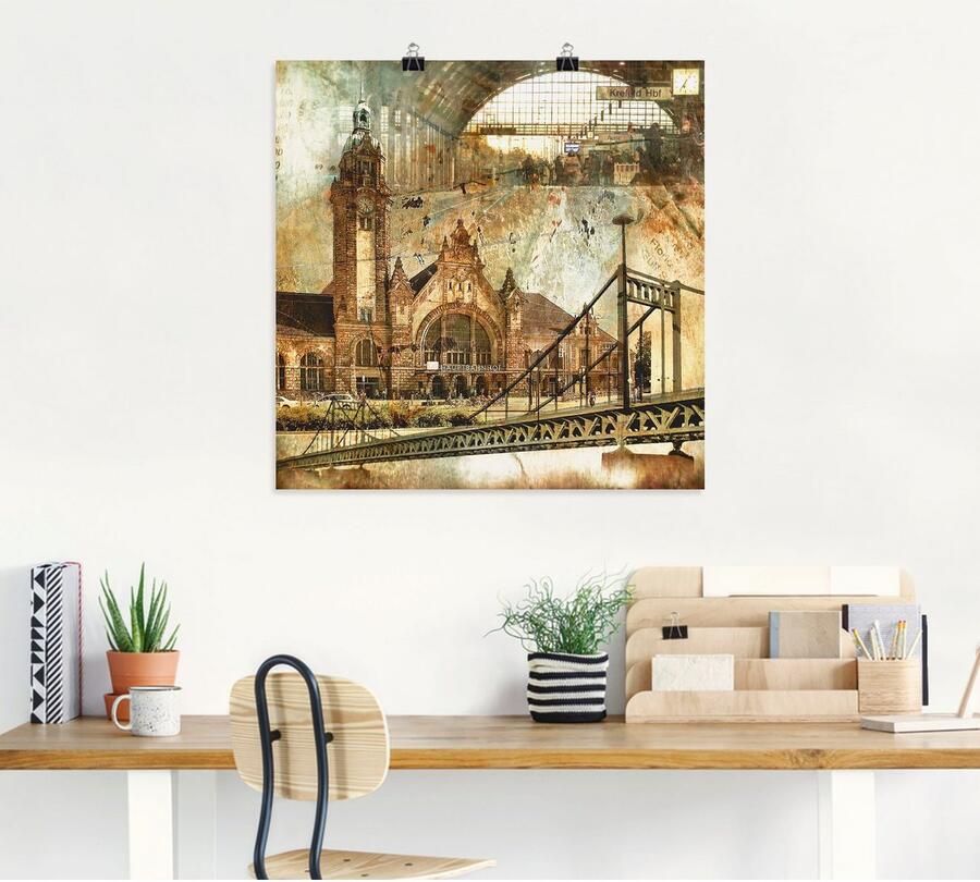 Artland Artprint Krefeld skyline abstracte collage als artprint op linnen poster in verschillende formaten maten - Foto 5