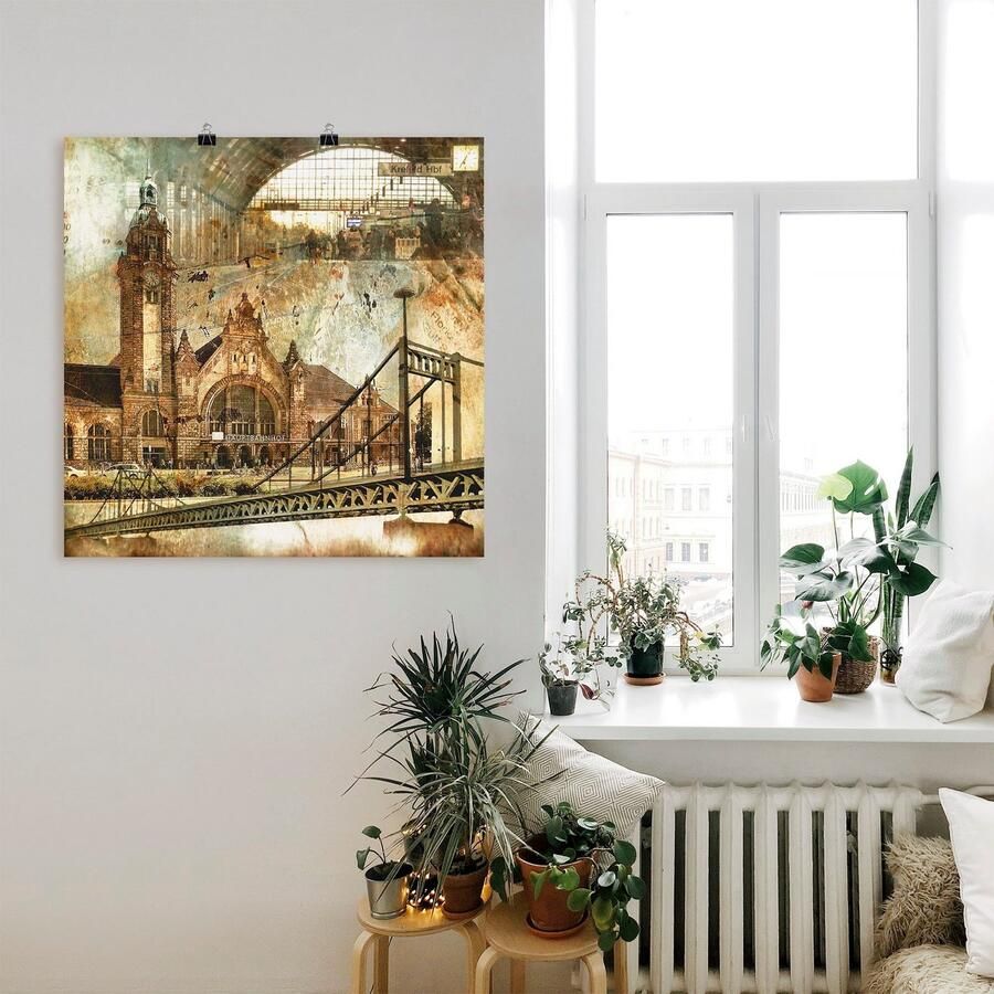 Artland Artprint Krefeld skyline abstracte collage als artprint op linnen poster in verschillende formaten maten - Foto 2