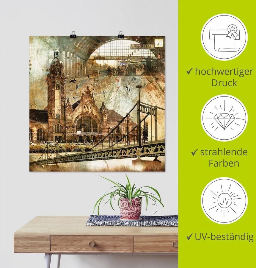 Artland Artprint Krefeld skyline abstracte collage als artprint op linnen poster in verschillende formaten maten - Foto 3