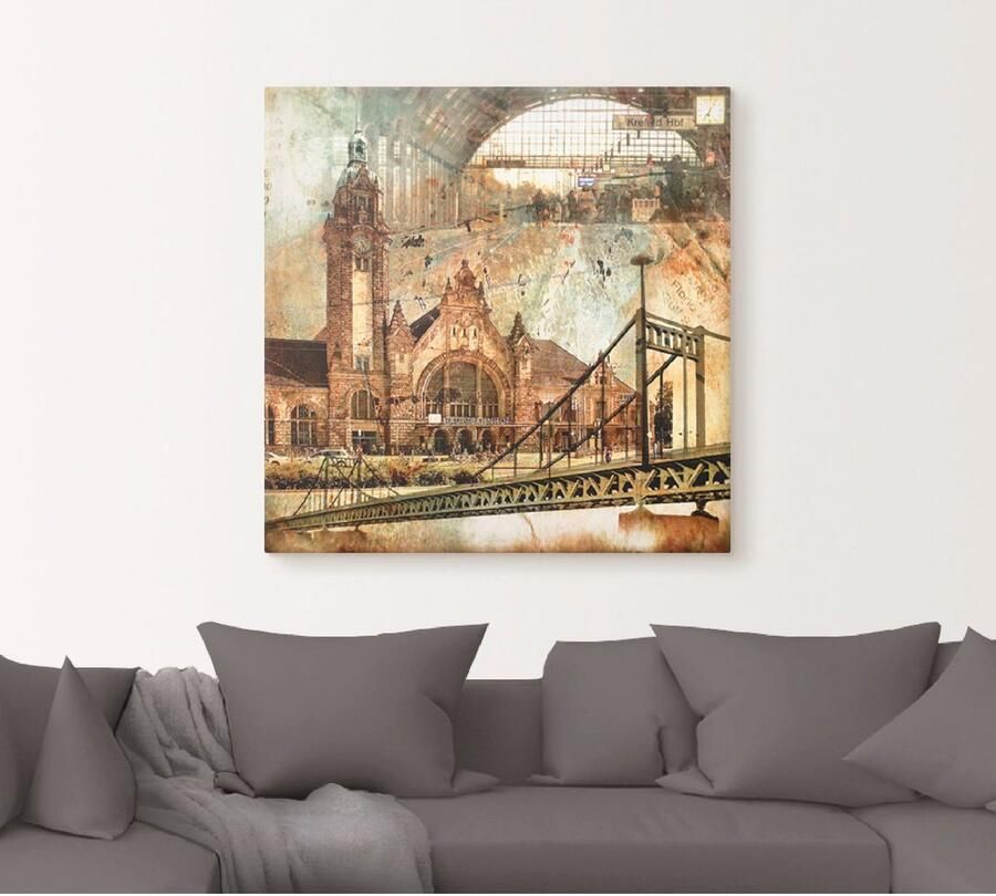 Artland Artprint Krefeld skyline abstracte collage als artprint op linnen poster in verschillende formaten maten - Foto 4