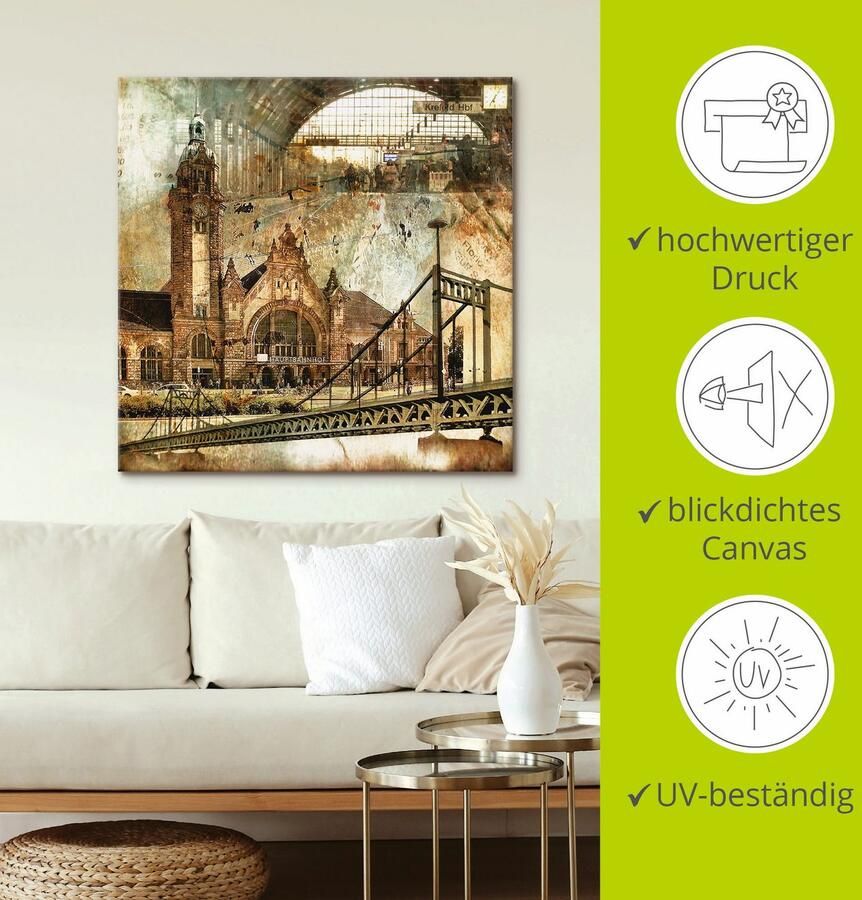 Artland Artprint Krefeld skyline abstracte collage als artprint op linnen poster in verschillende formaten maten - Foto 3