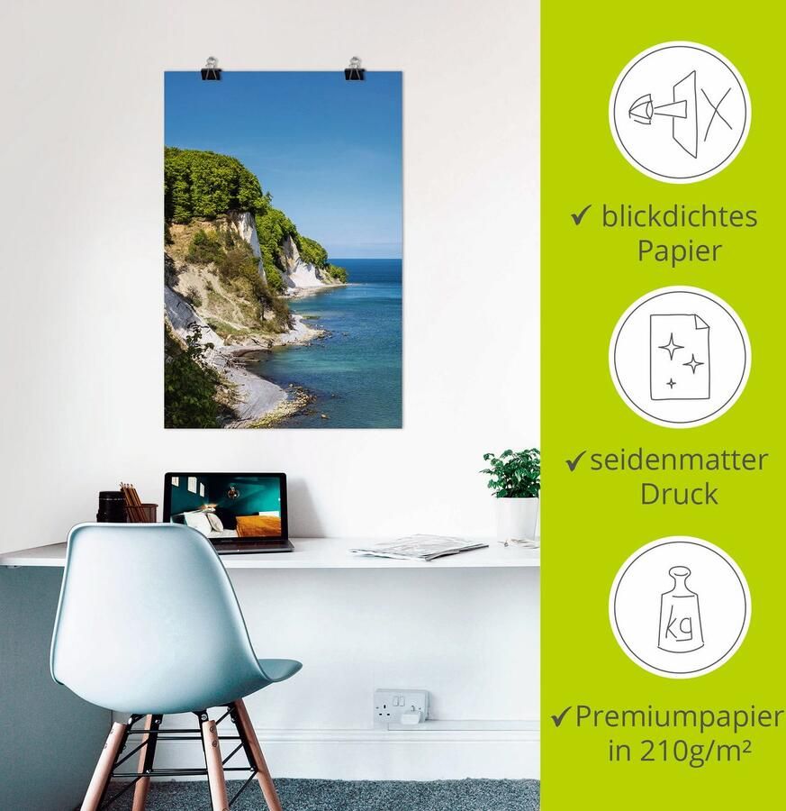 Artland Artprint Krijtrotsen Oostzeekust eiland Rügen als artprint van aluminium artprint op linnen muursticker of poster in verschillende maten - Foto 4