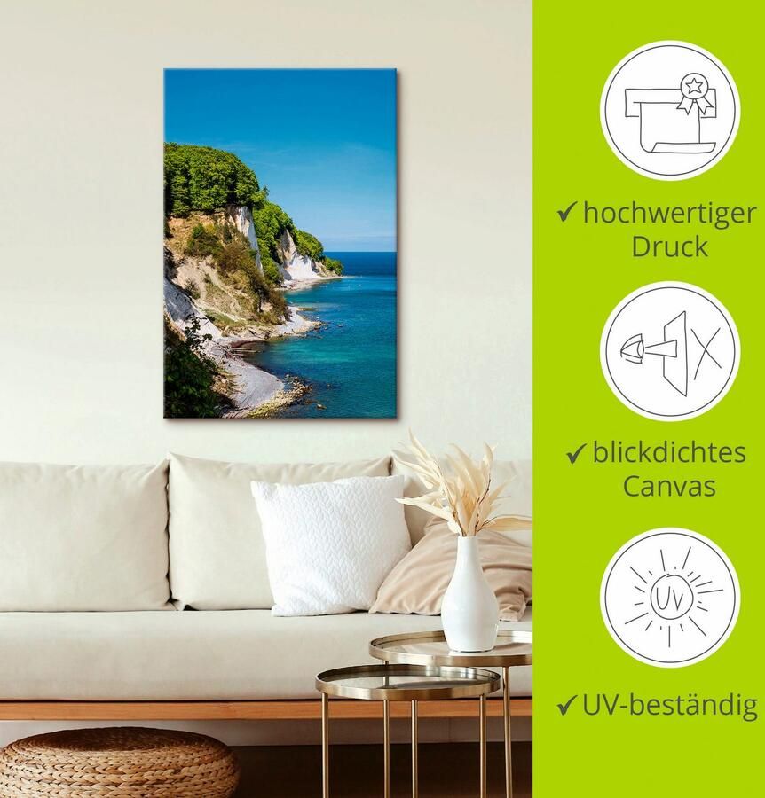 Artland Artprint Krijtrotsen Oostzeekust eiland Rügen als artprint van aluminium artprint op linnen muursticker of poster in verschillende maten - Foto 3