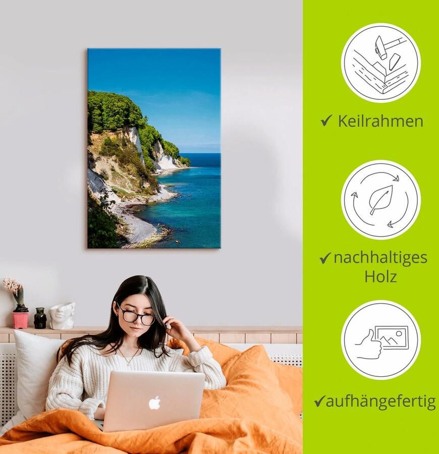 Artland Artprint Krijtrotsen Oostzeekust eiland Rügen als artprint van aluminium artprint op linnen muursticker of poster in verschillende maten - Foto 2