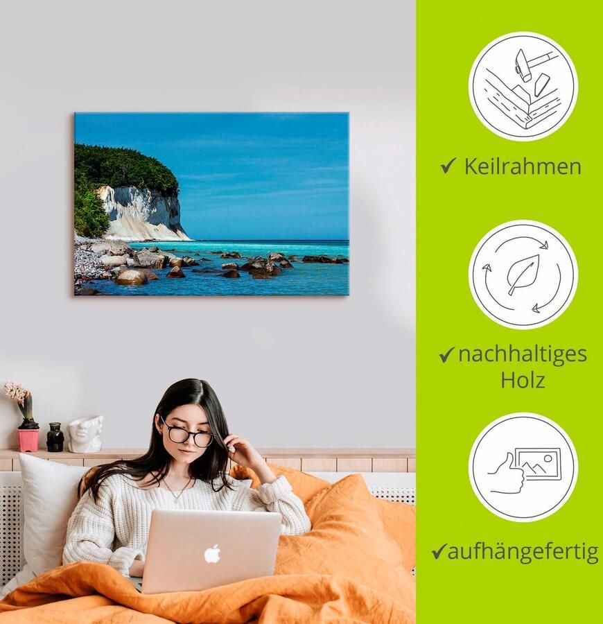 Artland Artprint Krijtrotsen Oostzeekust eiland Rügen als artprint van aluminium artprint op linnen muursticker of poster in verschillende maten - Foto 3